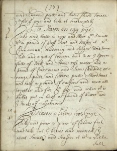 Recipe for an Egg Mince Pie from a c.1710 Scottish manuscript in the St. Andrews collection. 